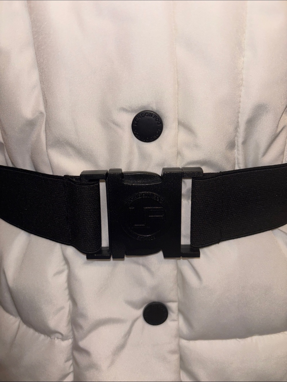 London Fog White Quilted Hooded Belted Puffer Coat - Picture 4 of 7